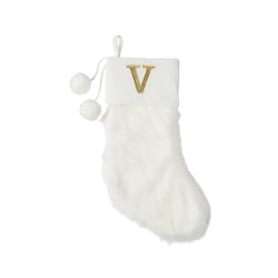 Life at Home Ivory Faux Fur Monogram Stocking - Letter V 1 ea, $19.00/1ea