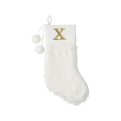 Life at Home Bas de Noël ivoire en similifourrure avec monogramme – lettre X 1 ea, 19,00 $/1ch