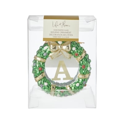 Life at Home Décoration des fêtes en couronne de verre avec monogramme – lettre A 1 ea, 7,00 $/1ch