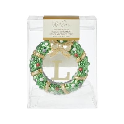 Life at Home Glass Wreath Monogram Ornament - Letter L 1 ea, $7.00/1ea