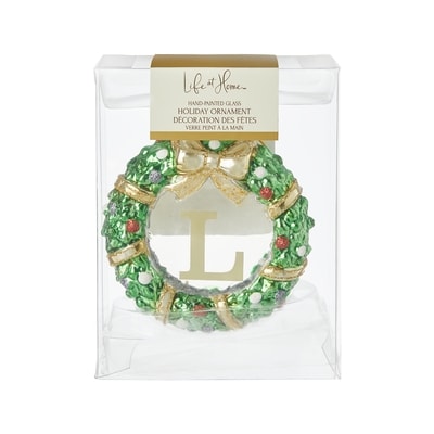 Life at Home Décoration des fêtes en couronne de verre avec monogramme – lettre L 1 ea, 7,00 $/1ch