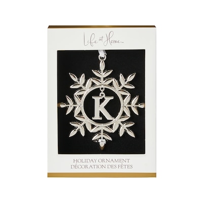 Life at Home Ornement de flocon de neige en métal avec monogramme – lettre K 1 ea, 6,50 $/1ch