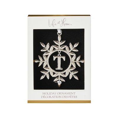 Life at Home Ornement de flocon de neige en métal avec monogramme – lettre T 1 ea, 6,50 $/1ch