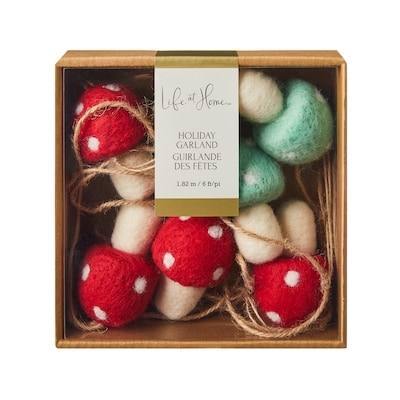 Life at Home Felt Mushroom Holiday Garland 1 ea, $14.00/1ea