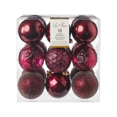 Life at Home Ball Holiday Ornaments 18 Pack - Burgundy 1 ea, $24.00/1ea