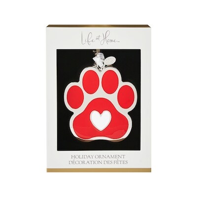 Life at Home Ornement d’empreinte de patte en métal – rouge 1 ea, 10,00 $/1ch