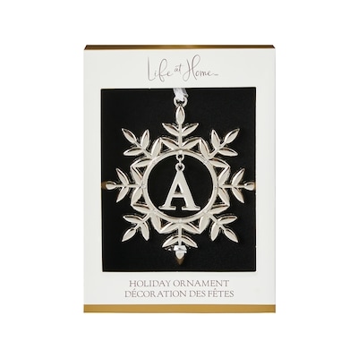 Life at Home Ornement de flocon de neige en métal avec monogramme – lettre A 1 ea, 6,50 $/1ch