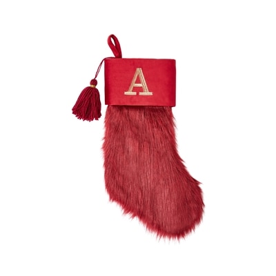 Life at Home Burgundy Faux Fur Monogram Stocking - Letter A 1 ea, $19.00/1ea