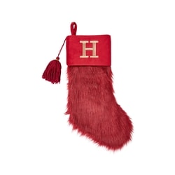 Life at Home Bas de Noël bourgogne en similifourrure avec monogramme – lettre H 1 ea, 19,00 $/1ch