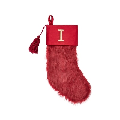 Life at Home Bas de Noël bourgogne en similifourrure avec monogramme – lettre I 1 ea, 19,00 $/1ch