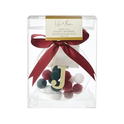 Life at Home Ornement en verre rempli de pompons avec monogramme – lettre J 1 ea, 7,00 $/1ch