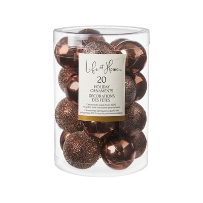 Life at Home Décorations des fêtes, assortiment de 20 boules – cuivre 1 ea, 5,00 $/1ch