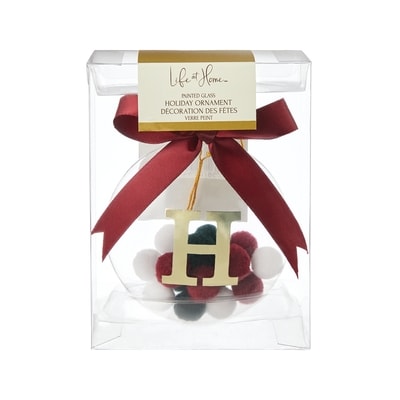 Life at Home Ornement en verre rempli de pompons avec monogramme – lettre H 1 ea, 7,00 $/1ch