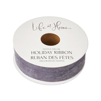 Life at Home Velvet Holiday Ribbon 9 ft - Grey 1 ea, $3.00/1ea