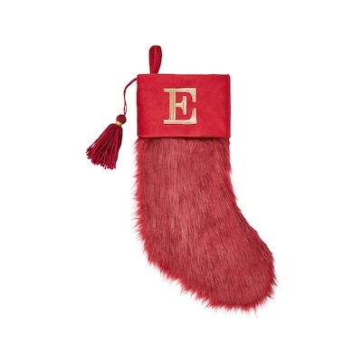 Life at Home Burgundy Faux Fur Monogram Stocking - Letter E 1 ea, $19.00/1ea