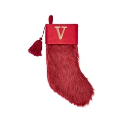 Life at Home Bas de Noël bourgogne en similifourrure avec monogramme – lettre V 1 ea, 19,00 $/1ch