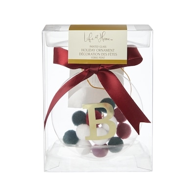 Life at Home Pompom Filled Glass Monogram Ornament - Letter B 1 ea, $7.00/1ea