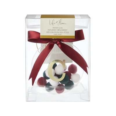 Life at Home Pompom Filled Glass Monogram Ornament - Letter C 1 ea, $7.00/1ea