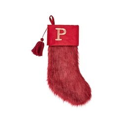 Life at Home Burgundy Faux Fur Monogram Stocking - Letter P 1 ea, $19.00/1ea