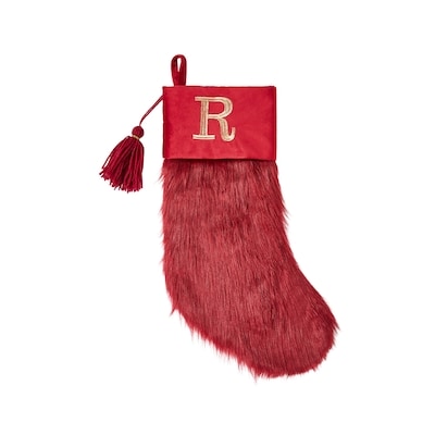 Life at Home Bas de Noël bourgogne en similifourrure avec monogramme – lettre R 1 ea, 19,00 $/1ch