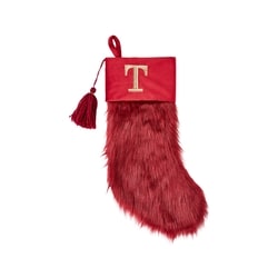 Life at Home Burgundy Faux Fur Monogram Stocking - Letter T 1 ea, $19.00/1ea