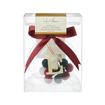 Life at Home Pompom Filled Glass Monogram Ornament - Letter E 1 ea, $7.00/1ea