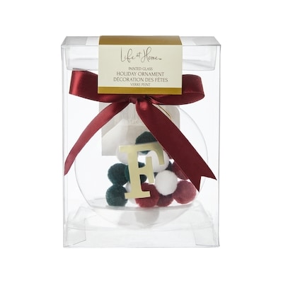 Life at Home Décoration des fêtes en verre avec pompons et monogramme – lettre F 1 ea, 7,00 $/1ch