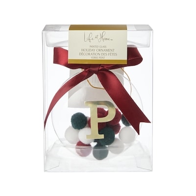 Life at Home Pompom Filled Glass Monogram Ornament - Letter P 1 ea, $7.00/1ea