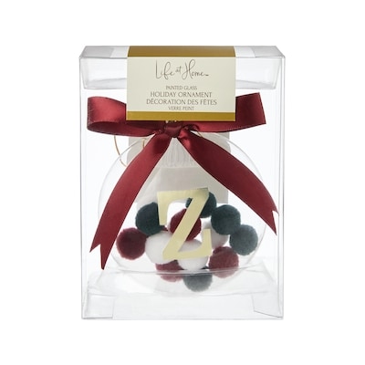 Life at Home Pompom Filled Glass Monogram Ornament - Letter Z 1 ea, $7.00/1ea