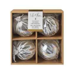 Life at Home Mixed Glass Ornaments 4 Pack - White 4 ea, $14.00/1ea