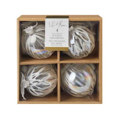 Life at Home Mixed Glass Ornaments 4 Pack - White 4 ea, $14.00/1ea