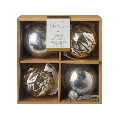 Life at Home Mixed Glass Ornaments 4 Pack - Silver 4 ea, $14.00/1ea