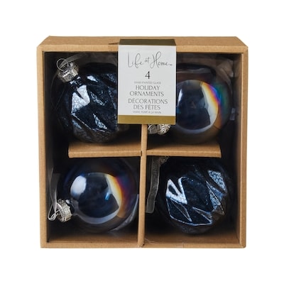 Life at Home Ensemble de 4 ornements assortis en verre – bleu 1 ea, 14,00 $/1ch