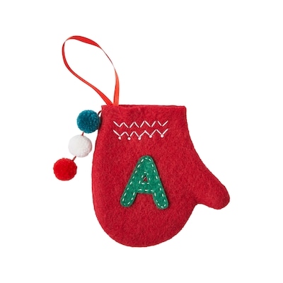 Life at Home Mitten Monogram Ornament - Letter A 1 ea, $5.00/1ea
