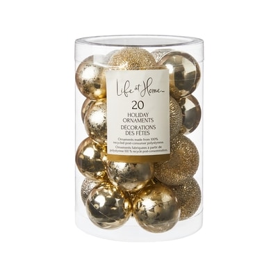 Life at Home Décorations des fêtes, assortiment de 20 boules – or 1 ea, 5,00 $/1ch