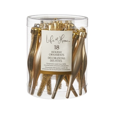 Life at Home Mini Finial Holiday Ornaments 18 Pack - Gold 1 ea, $5.00/1ea