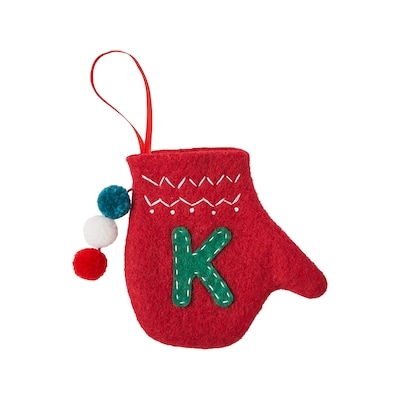 Life at Home Mitten Monogram Ornament - Letter K 1 ea, $5.00/1ea