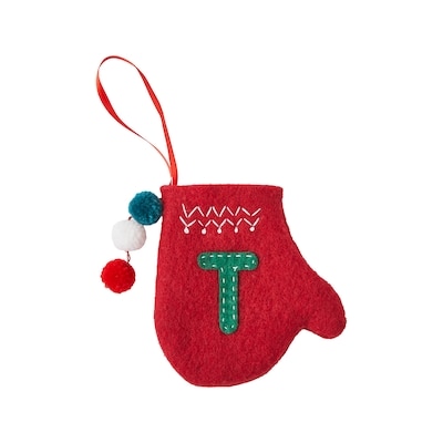 Life at Home Mitten Monogram Ornament - Letter T 1 ea, $3.75/1ea