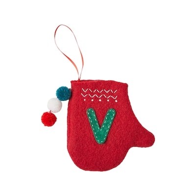 Life at Home Mitten Monogram Ornament - Letter V 1 ea, $5.00/1ea