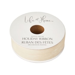 Life at Home Velvet Holiday Ribbon 9 ft - Ivory 1 ea, $3.00/1ea