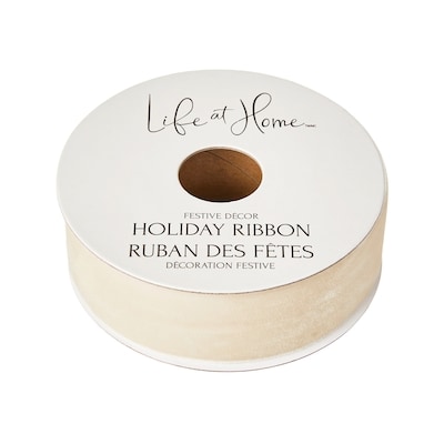 Life at Home Velvet Holiday Ribbon 9 ft - Ivory 1 ea, $3.00/1ea