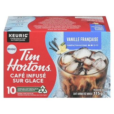 Tim Hortons Café infusé sur glace café aromatisé moulu vanille française torréfaction moyenne 10 ea, 1,60 $/1ch