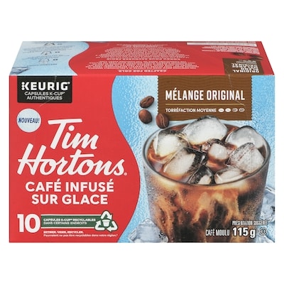 Tim Hortons Café infusé sur glace café moulu mélange original torréfaction moyenne 10 ea, 1,60 $/1ch