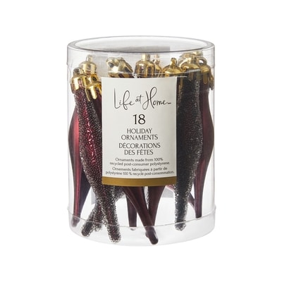 Life at Home Mini Finial Holiday Ornaments 18 Pack - Burgundy 1 ea, $5.00/1ea