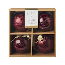 Life at Home Glass Ornaments 4 Pack - Frosted Burgundy 4 ea, $14.00/1ea
