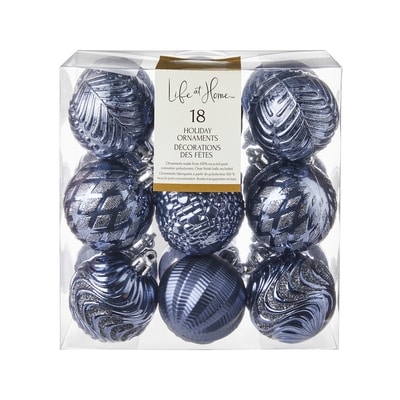 Life at Home Décorations des fêtes, lot de 18 boules – bleu 1 ea, 6,50 $/1ch