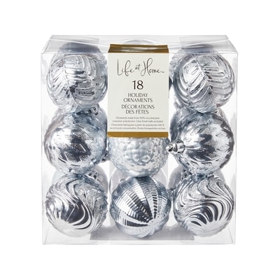 Life at Home Décorations des fêtes, lot de 18 boules – argent 1 ea, 10,00 $/1ch