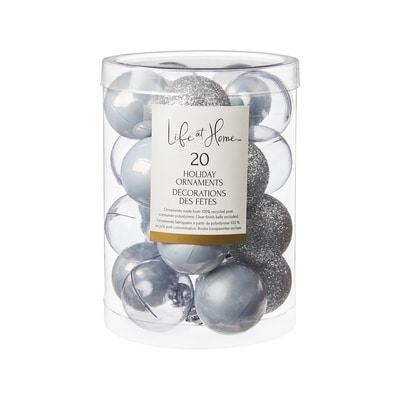 Life at Home Décorations des fêtes, assortiment de 20 boules – argent 1 ea, 3,25 $/1ch