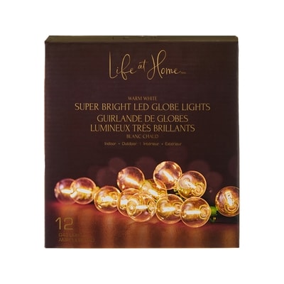 Life at Home Guirlande de globes lumineux très brillants, jeu de 12 lumières – blanc chaud 1 ea, 18,00 $/1ch
