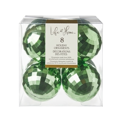 Life at Home Faceted Holiday Ornaments 8 Pack - Green 1 ea, $7.00/1ea